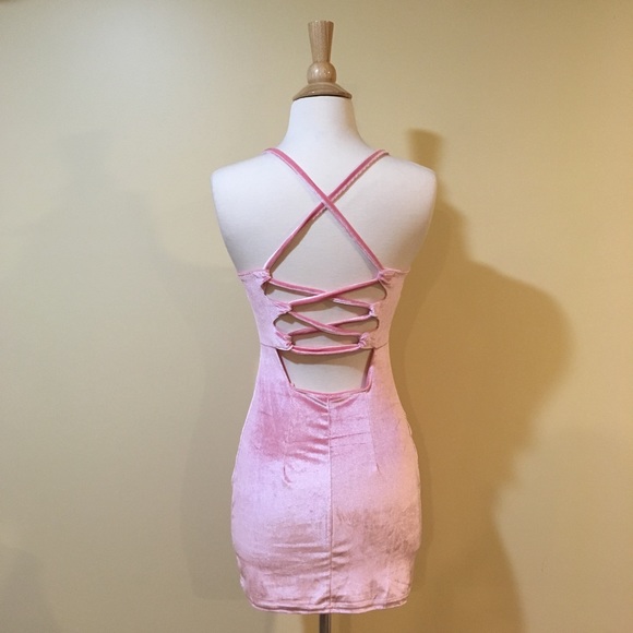 Chic Velvet Open Back Strappy Party Mini Dress - Picture 6 of 8